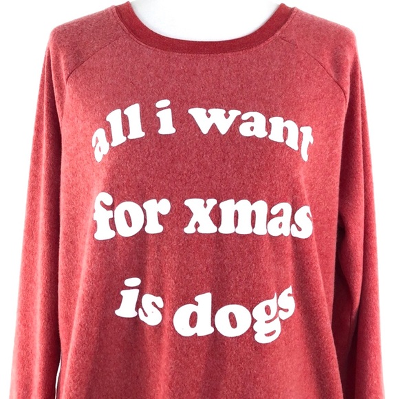 Grayson Threads Red Graphic "All I Want for Xmas is Dogs" Pullover Sweatshirt - Picture 2 of 7